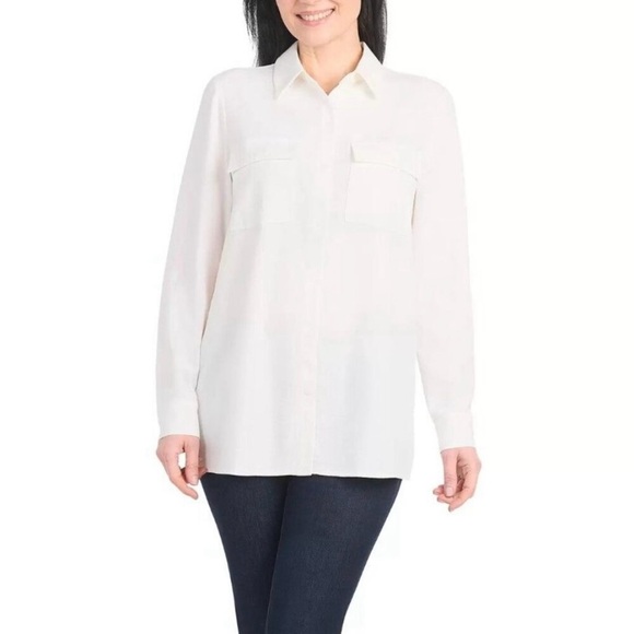 Hilary Radley Womans Button-up Shirt Pocket Top - Picture 7 of 9